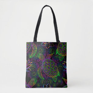 Boho Sea Turtle: Psychedelic Mandala Mönster Tygkasse