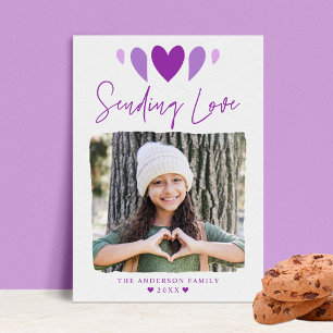 Boho Sending Kärlek Lila Photo Valentine Day Julkort