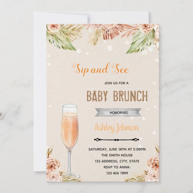 Boho ser festinbjudan och brunch. inbjudningar (Framsida)