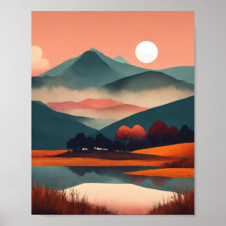 "Boho Serenity: Minimalist Mountain Escape" Poster