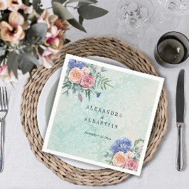 Boho Shabby chic Flowers Grönt Rustic Bröllop Pappersservett