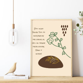 Boho Shapes Simple Grönt Flower Quote Poster