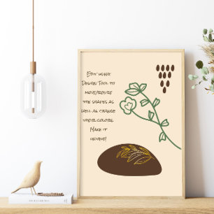 Boho Shapes Simple Grönt Flower Quote Poster