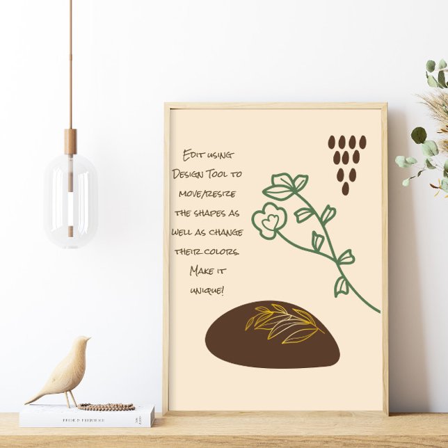 Boho Shapes Simple Grönt Flower Quote Poster (Skapare uppladdad)