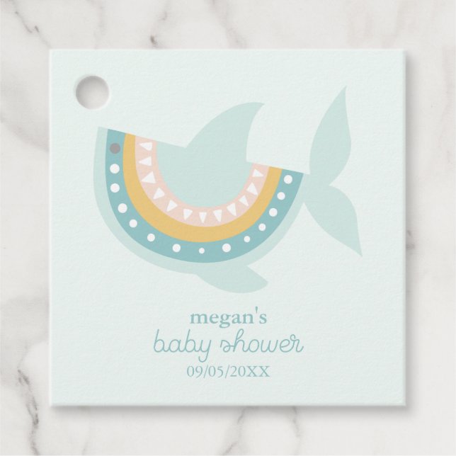 Boho Shark Baby Shower Gåvor Etiketter (Framsida)