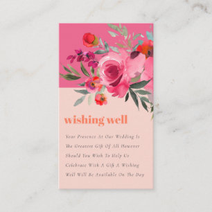 Boho Shock rosa Orange Blommigt Bröllop Wishing-br Tilläggskort