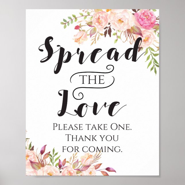 Boho Sign - Boho Blommigt - Sprid ut Kärlek-teckne Poster (Framsidan)