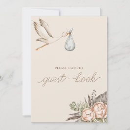 Boho Sign Guest Bok Baby Shower-skylt Inbjudningar