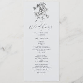 Boho Silver Blommig Bröllopsprogram Program