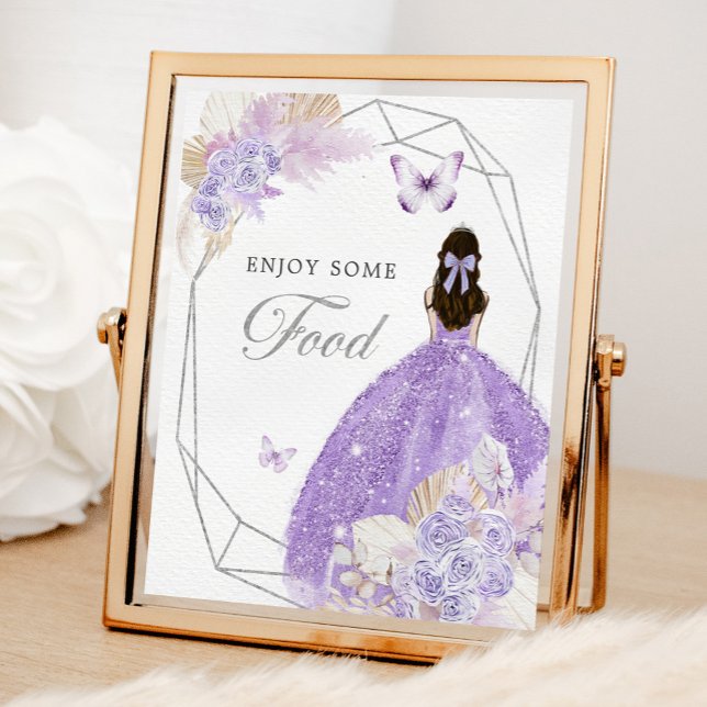 Boho Silver Lilac Geometric Quinceañera Food Poster (Skapare uppladdad)