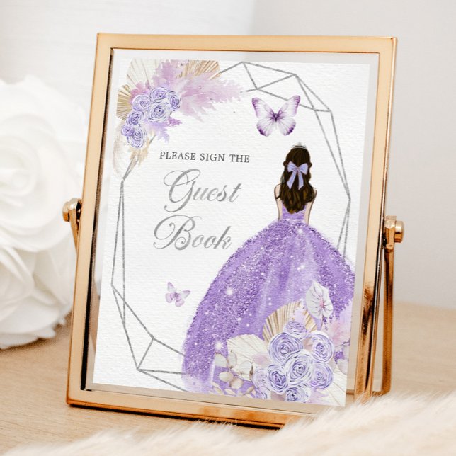 Boho Silver Lilac Geometric Quinceañera Guest Bok Poster (Skapare uppladdad)