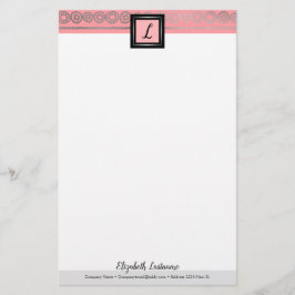 Boho Silver Ram Initial & Namn Monogram Statione Brevpapper