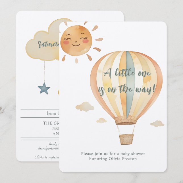 Boho Simpity Välkommen Little One Shower Inbjudningar (Fram/baksida)