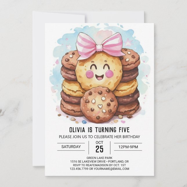 Boho Simple Candyland Cookies Birthday Inbjudningar (Framsida)