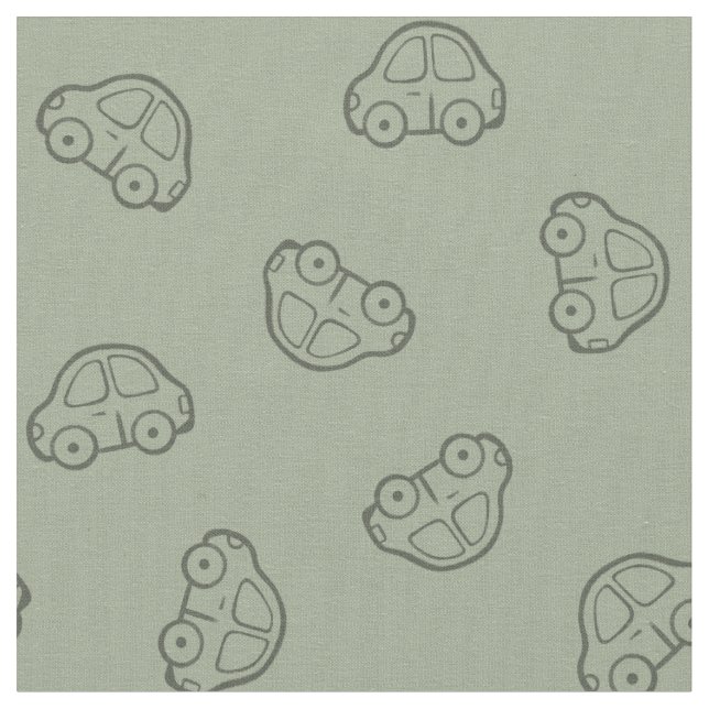 Boho Simple Cars Vehicle Modern Boy Sage Green Tyg (Närbild)