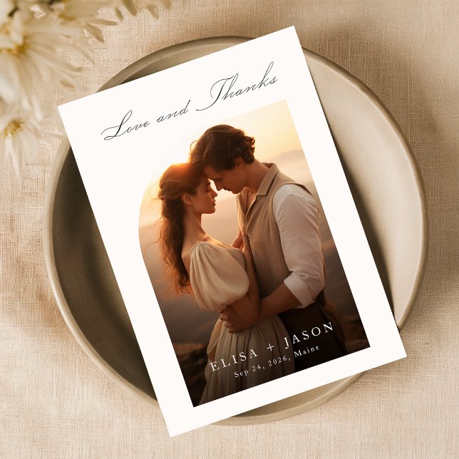 Boho Simple Modern Photo Bröllop Tack Kort (Skapare uppladdad)