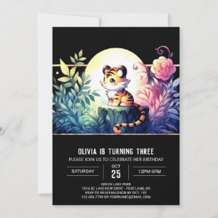 Boho Simple Tiger Birthday Inbjudningar