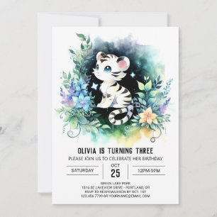 Boho Simple Tiger Birthday Inbjudningar