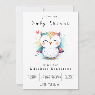 Boho Simple Uggla Baby Shower Inbjudningar