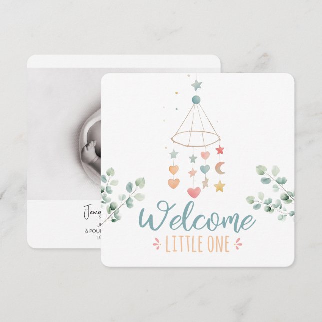 Boho Simplicit Välkommen Little One Baby Meddelande (Fram/baksida)