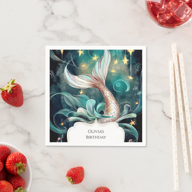 Boho Sjöjungfru Birthday Pappersservett (Insitu)