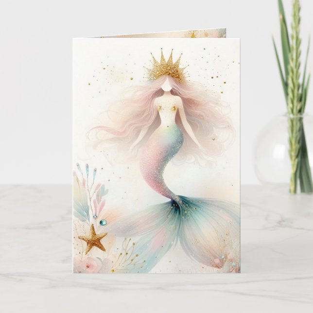 Boho Sjöjungfru Princess Card Tack Kort (Framsida)