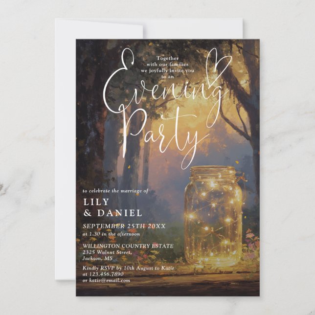 Boho skog murkla bröllop kväll fest  inbjudningar (Framsida)
