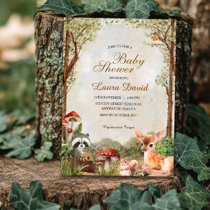 Boho-skogen Skogsdjur Rustic Baby Shower Inbjudningar