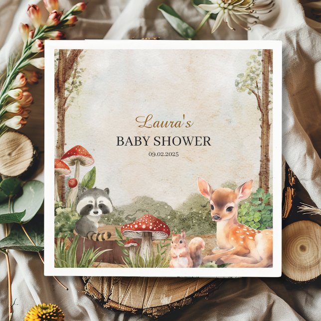 Boho-skogen Skogsdjur Rustic Baby Shower Pappersservett (Skapare uppladdad)