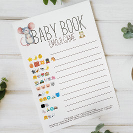 Boho Skogs Djur Baby Shower Bok Emoji Spel Flygblad