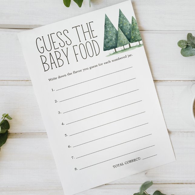 Boho Skogs Djur Baby Shower Gissa Mat Spel Flygblad (Skapare uppladdad)