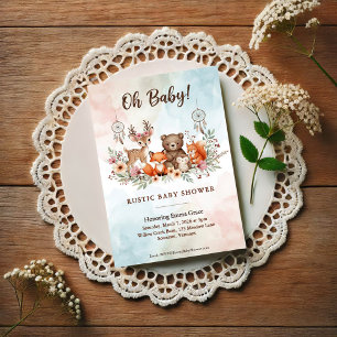 Boho skogs djur baby shower inbjudan