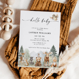 Boho Skogs Djur Baby Shower Inbjudan