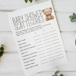 Boho Skogs Djur Baby Shower Scattegories Spel Flygblad