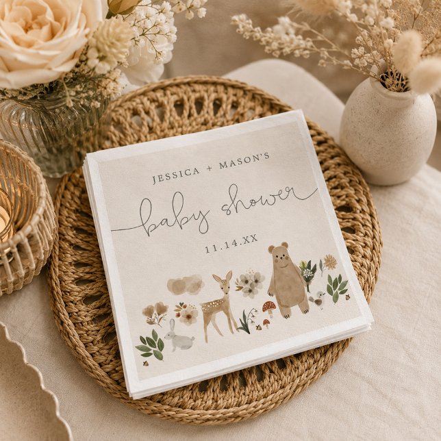 Boho Skogs Djur Baby Shower Servetter (Skapare uppladdad)
