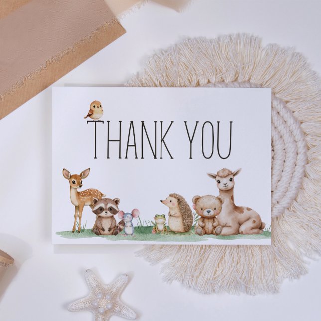 Boho Skogs Djur Baby Shower Tack Kort (Skapare uppladdad)