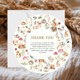 Boho Skogs Djur Krans Baby Shower Tack Kort