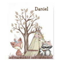 Boho Skogs Djur Nursery Affisch
