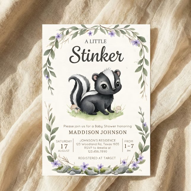 boho skogs stinker grönska baby shower inbjudningar (Skapare uppladdad)