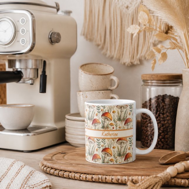 Boho Skogs Svampmönster Kaffemugg (Skapare uppladdad)