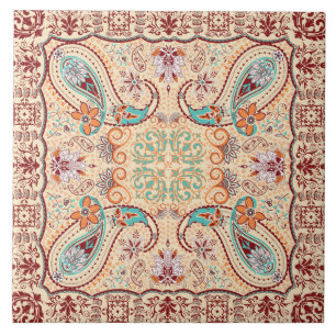 Boho skraj moderiktigt Retro abstrakt mönster Kakelplatta