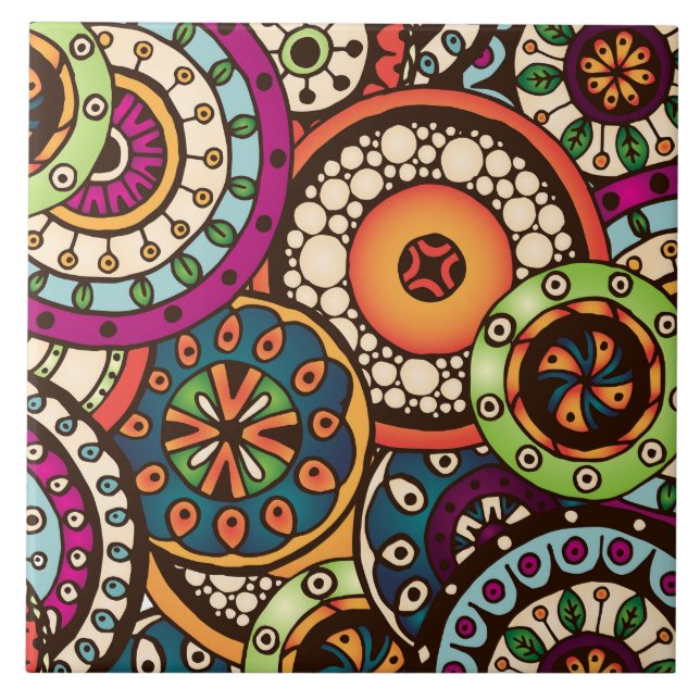 Boho skraj moderiktigt Retro abstrakt mönster Kakelplatta (Framsidan)