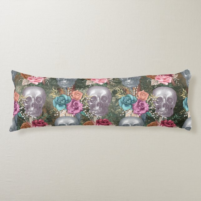 Boho Skull med blommor Kroppskudde (Framsidan)