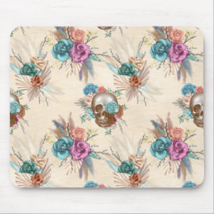 Boho Skull med blommor Musmatta