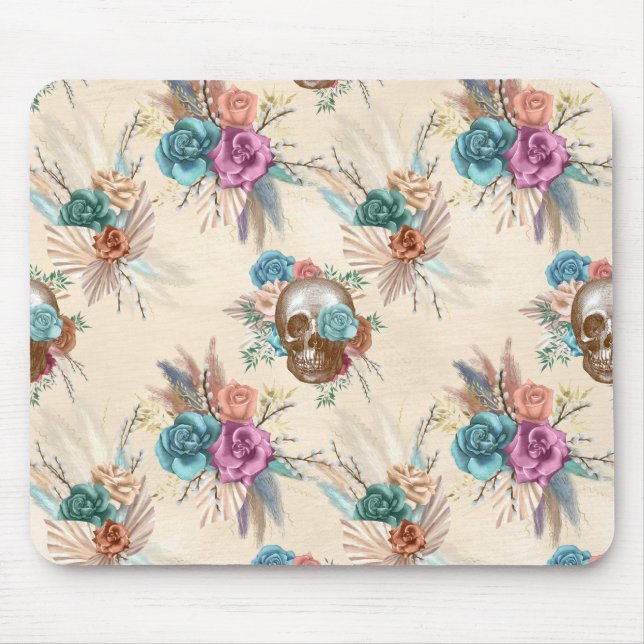 Boho Skull med blommor Musmatta (Framsidan)