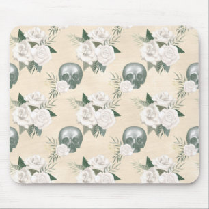 Boho Skull med Vit ros Musmatta