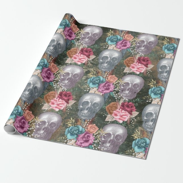 Boho Skull-serie Design 10  Presentpapper (Utrullad)