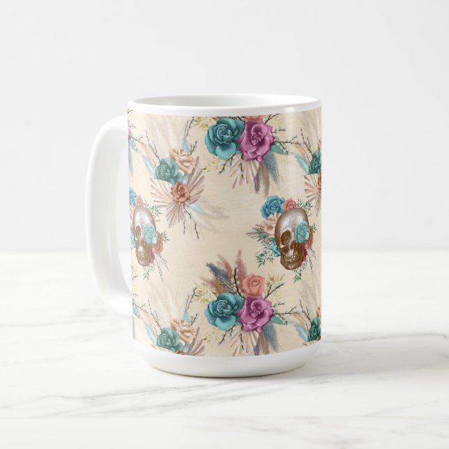 Boho Skull-serie Design 3  Kaffemugg (Framsida vänster)
