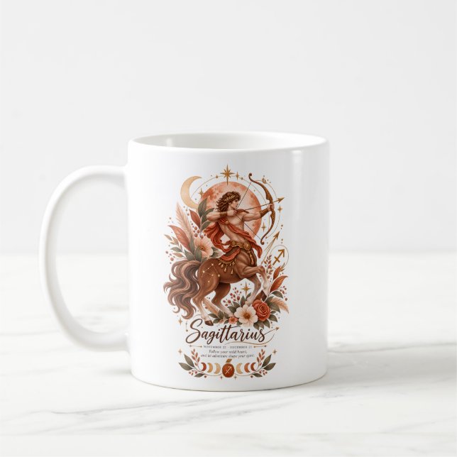 Boho Skytten Zodiak Terrakotta Botanisk Kaffemugg (Vänster)