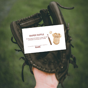 Boho Slugger Baseball Blöja Lotteri Baby Shower Tilläggskort